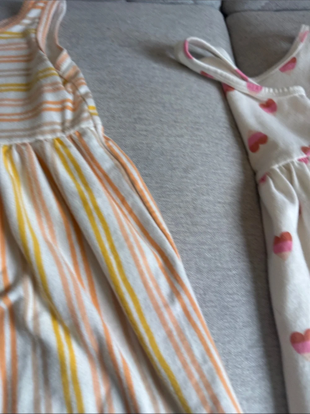 Pink Heart Print & Peach Stripe Sleeveless Cotton Dress Set - Cat & Jack 2T